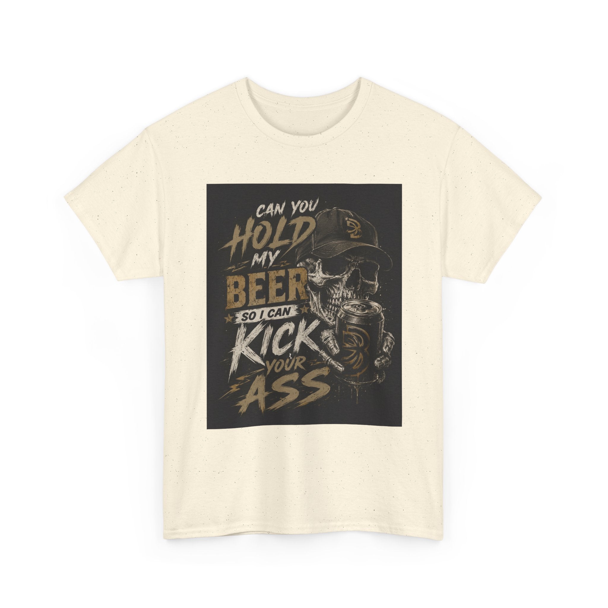 “Hold My Beer” Skull Graphic Tee – Gritty Biker-Style Streetwear Shirt