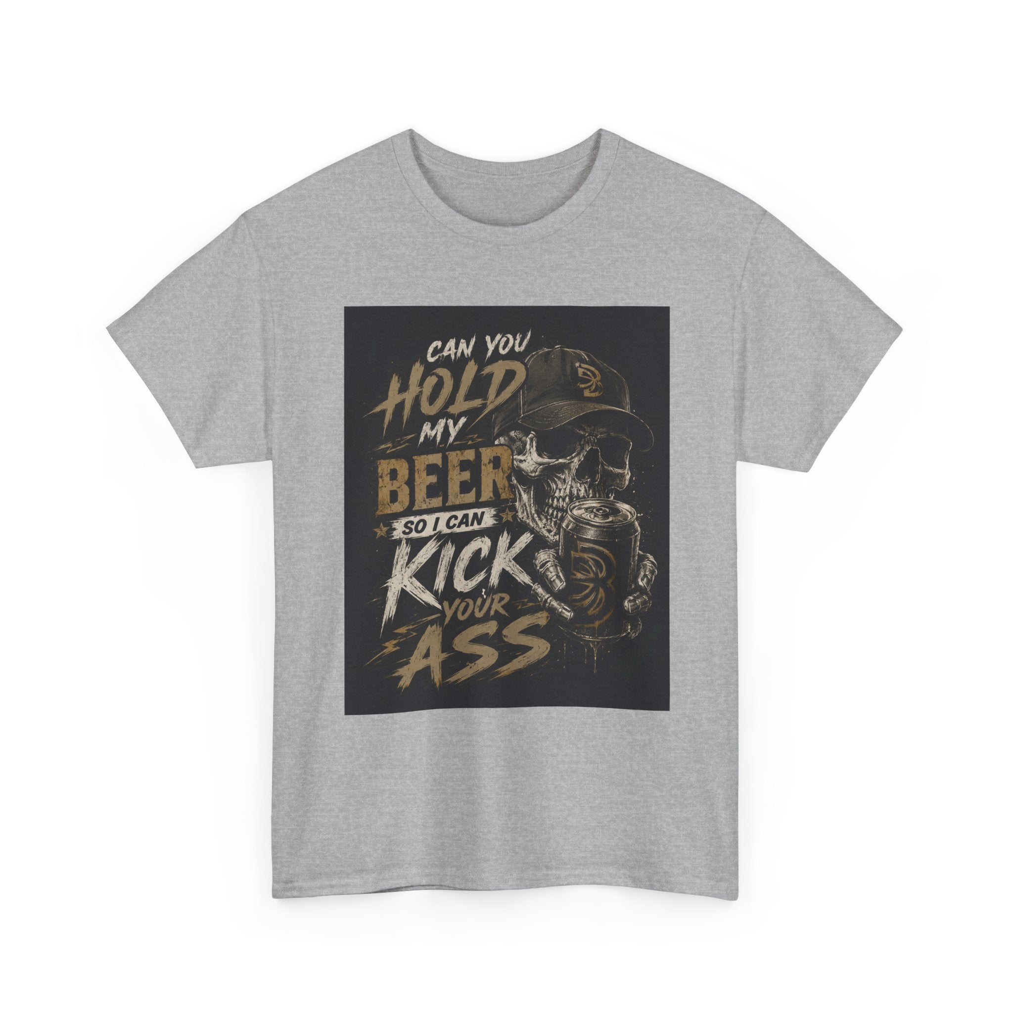 “Hold My Beer” Skull Graphic Tee – Gritty Biker-Style Streetwear Shirt