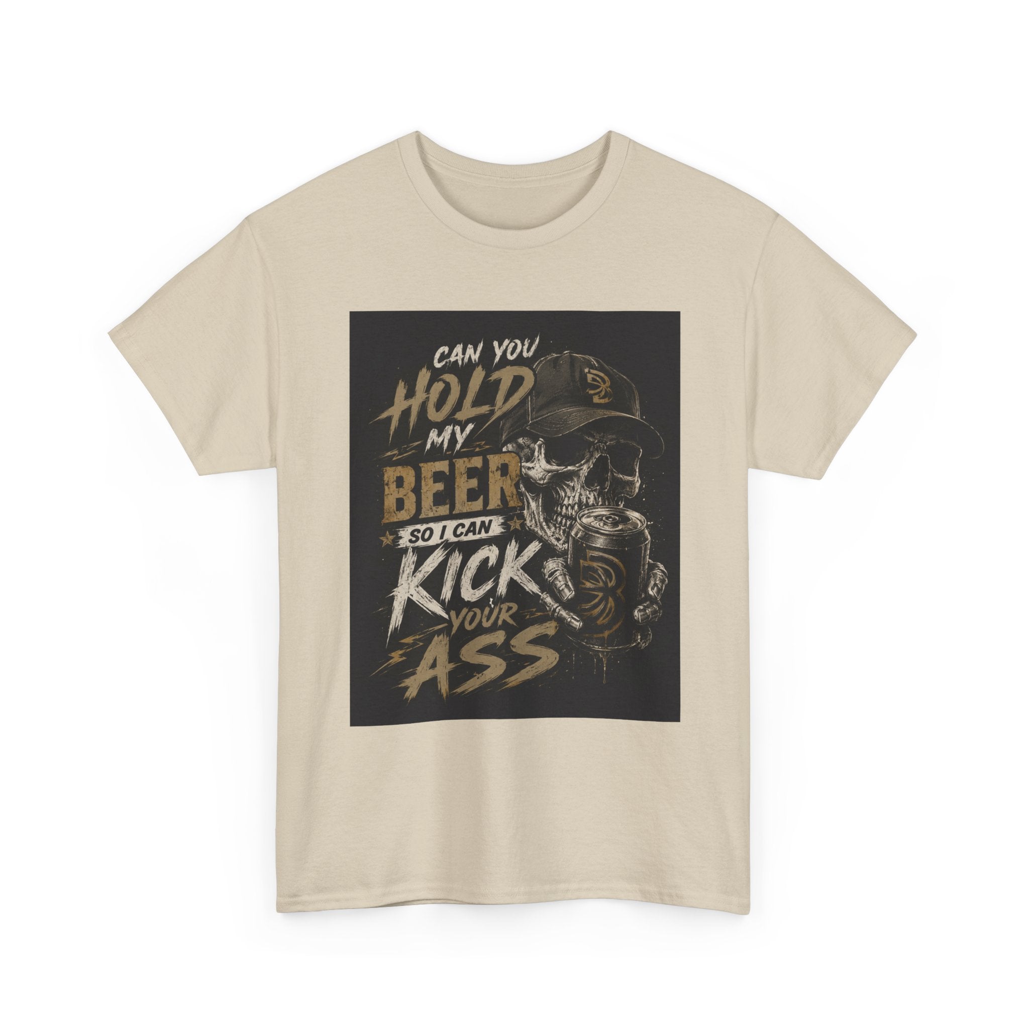 “Hold My Beer” Skull Graphic Tee – Gritty Biker-Style Streetwear Shirt