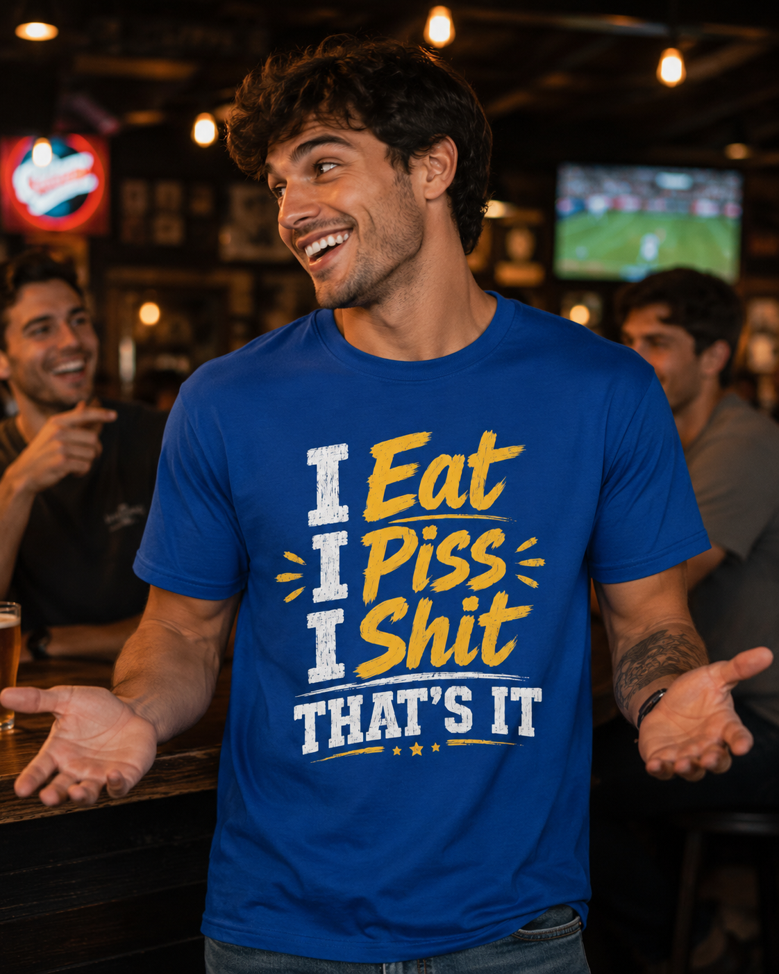 “I Eat, I Piss, I Shit, That’s It” Funny Graphic Tee – Bold Humor Streetwear