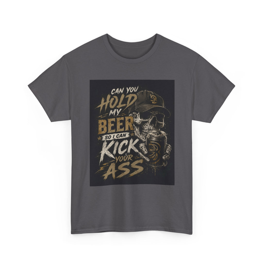 “Hold My Beer” Skull Graphic Tee – Gritty Biker-Style Streetwear Shirt